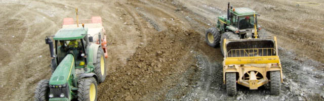 Vista aérea de nivelación láser de precisión